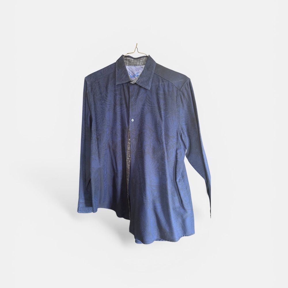 Robert Graham Men's Dark Navy Button-Front Shirt Jacket